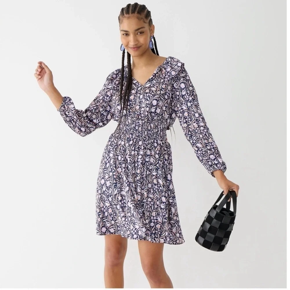 J.Crew VICTORIA FLORAL MINI DRESS ELASTICIZED WAIST New Large